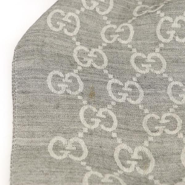 グッチ GUCCI ストール ウール70% シルク30% ライトグレー GG柄