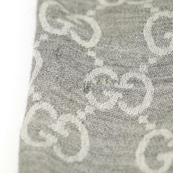 グッチ GUCCI ストール ウール70% シルク30% ライトグレー GG柄