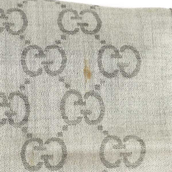 グッチ GUCCI ストール ウール70% シルク30% ライトグレー GG柄