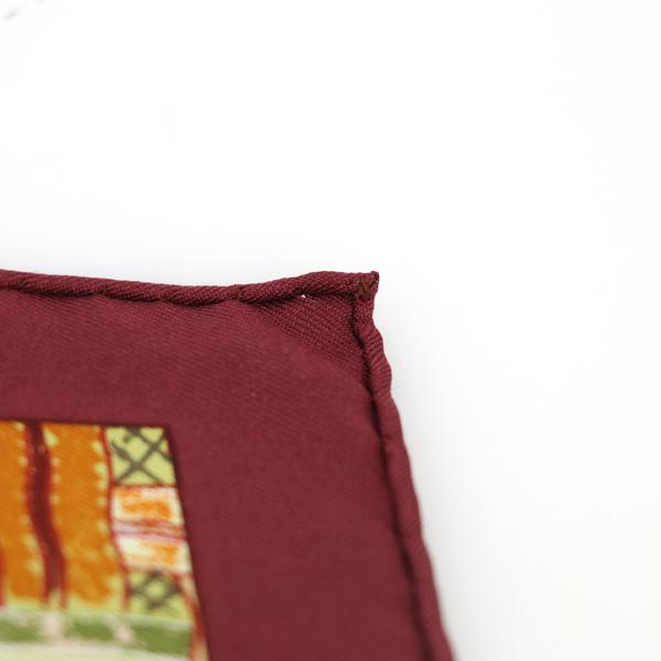 エルメス HERMES カレ45 スカーフ ボルドー 編み込みデザイン シルク