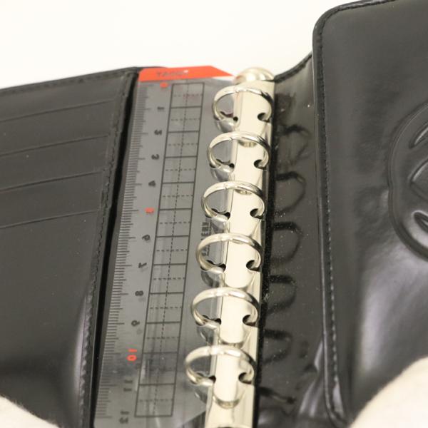 GUCCI 黒レザー スケジュール帳 6穴リングバインダー