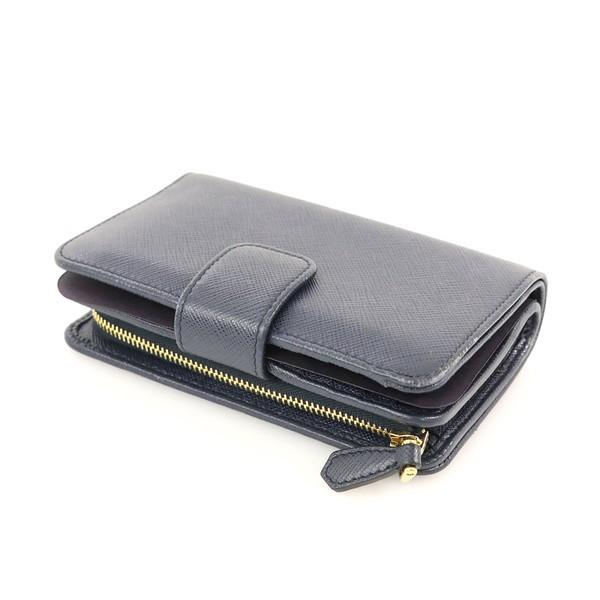 プラダ PRADA ネイビー レザー 二つ折り財布 サフィアーノメタル プラダ PRADA ネイビー レザー 二つ折り財布 サフィアーノメタル