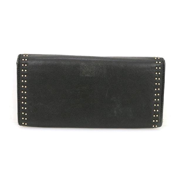クロエ Chloe スタッズ ブラック レザー シルバー リボン 長財布 クロエ Chloe スタッズ ブラック レザー シルバー リボン 長財布