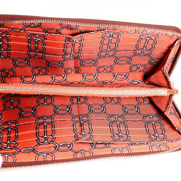 美品　エルメス　エプソン　アザップ　シルクイン　長財布　ボルドー エルメス HERMES ボルドー エプソン×シルク アザップロングシルクイン