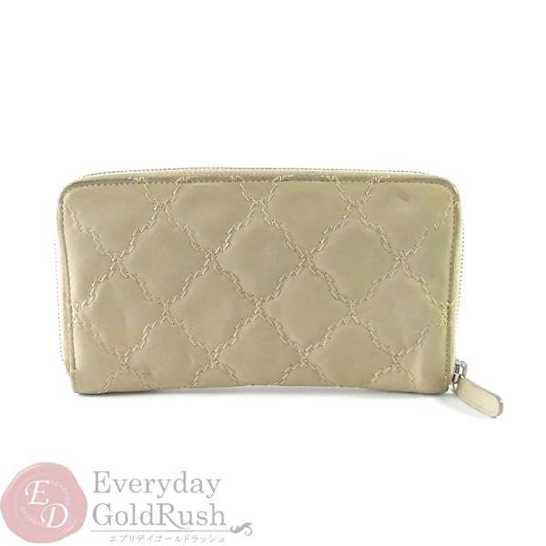 箱無し！即決フォロー割！シャネル ワイルドステッチ カーフ財布正規保証2416. シャネル CHANEL ラウンドファスナー長財布 ラム ベージュ ワイルド