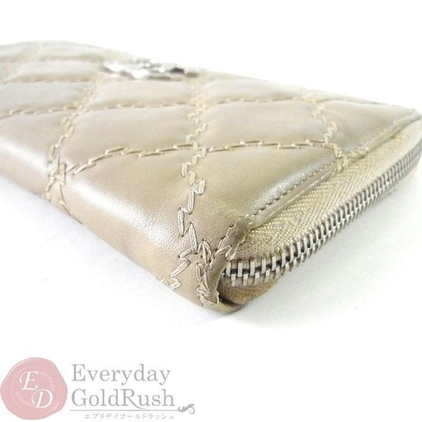 シャネル CHANEL ラウンドファスナー長財布 ラム ベージュ ワイルド