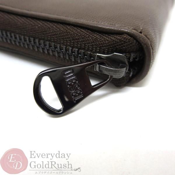 DIESEL ディーゼル ブラウン レザー ラウンドファスナー 長財布 メンズ