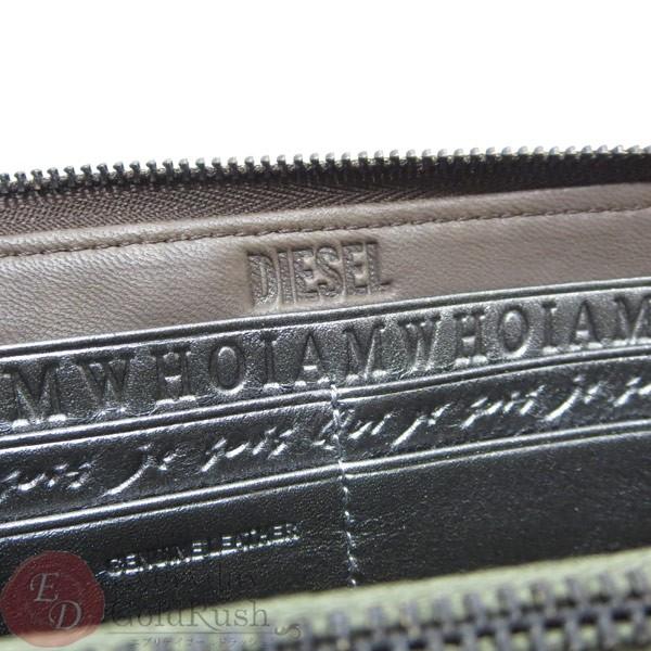 DIESEL ディーゼル ブラウン レザー ラウンドファスナー 長財布 メンズ