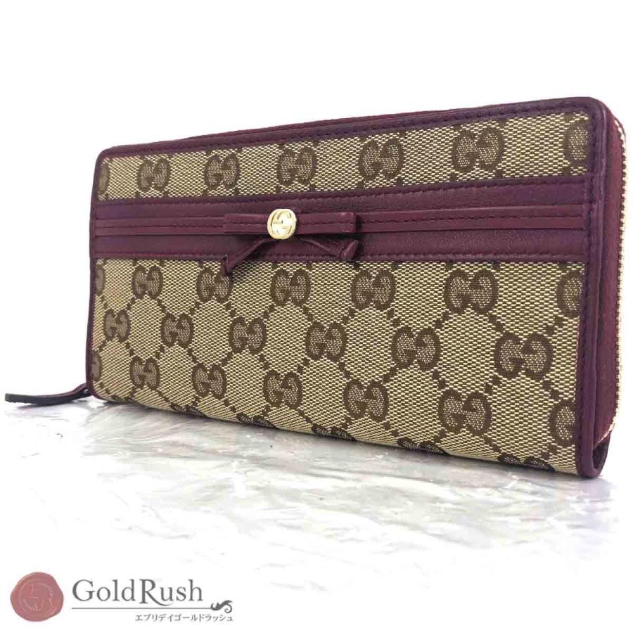 グッチ GUCCI GGキャンバス ラウンドファスナー長財布 パープル 257003