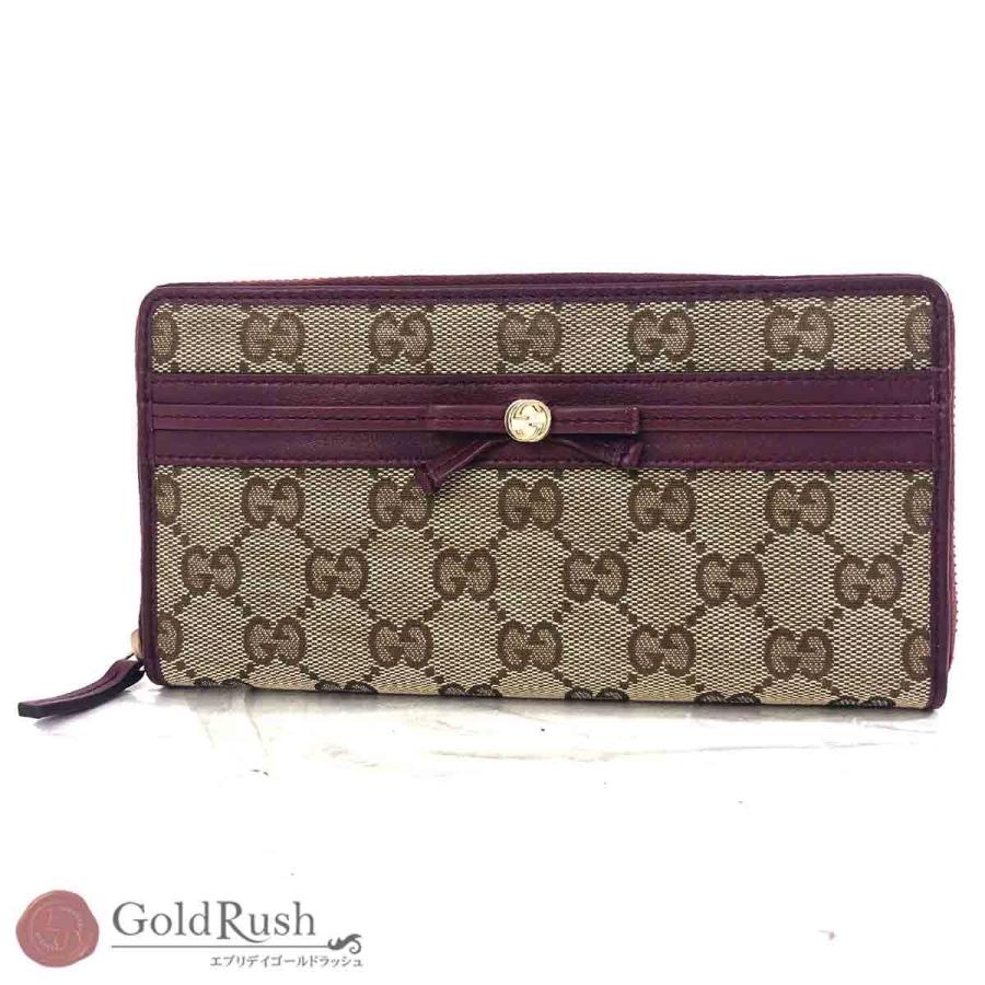 グッチ GUCCI GGキャンバス ラウンドファスナー長財布 パープル 257003 