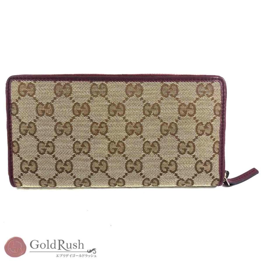 グッチ GUCCI GGキャンバス ラウンドファスナー長財布 パープル 257003