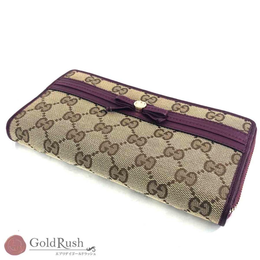GUCCI 長財布 グッチ GUCCI GGキャンバス ラウンドファスナー長財布 パープル 257003