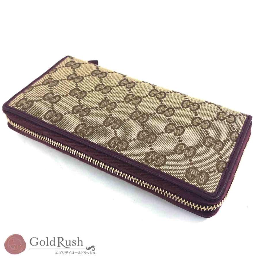 グッチ GUCCI GGキャンバス ラウンドファスナー長財布 パープル 257003