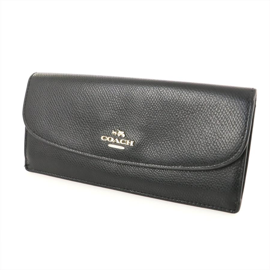 コーチ COACH ブラック レザー二つ折り 長財布 F52689 メンズ
