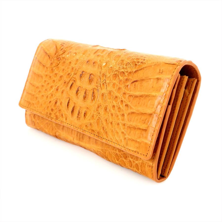 くま様　未使用 CAIMAN 長財布 キャメル カイマン CAIMAN キャメル ワニ革 長財布 メンズ 【mi】【中古