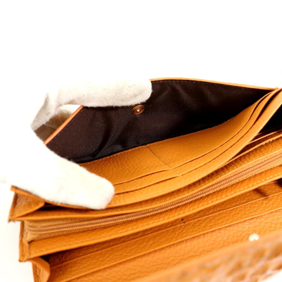 カイマン CAIMAN キャメル ワニ革 長財布 メンズ 【mi】【中古