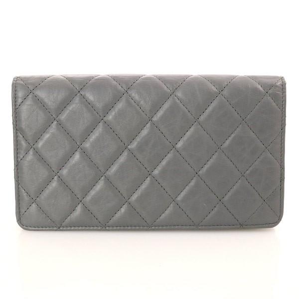 シャネル CHANEL グレー ラムスキン 2.55 マトラッセ 二つ折財布 シャネル CHANEL グレー ラムスキン 2.55 マトラッセ 二つ折財布