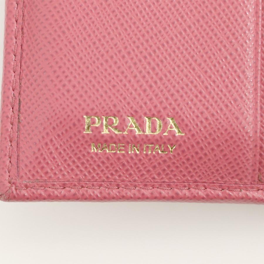 プラダ PRADA ピンク サフィアーノ ピンクコンパクト財布 二つ折 プラダ PRADA ピンク サフィアーノ ピンクコンパクト財布 二つ折