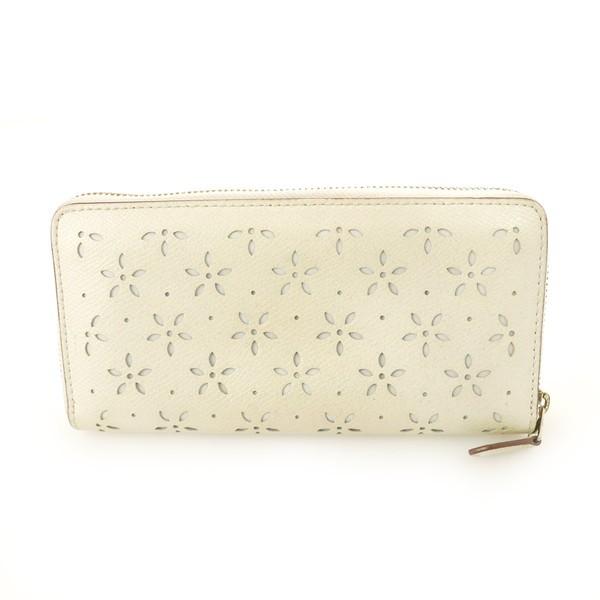 コーチ COACH ホワイト レザー ラウンドファスナー長財布 花柄 コーチ COACH ホワイト レザー ラウンドファスナー長財布 花柄