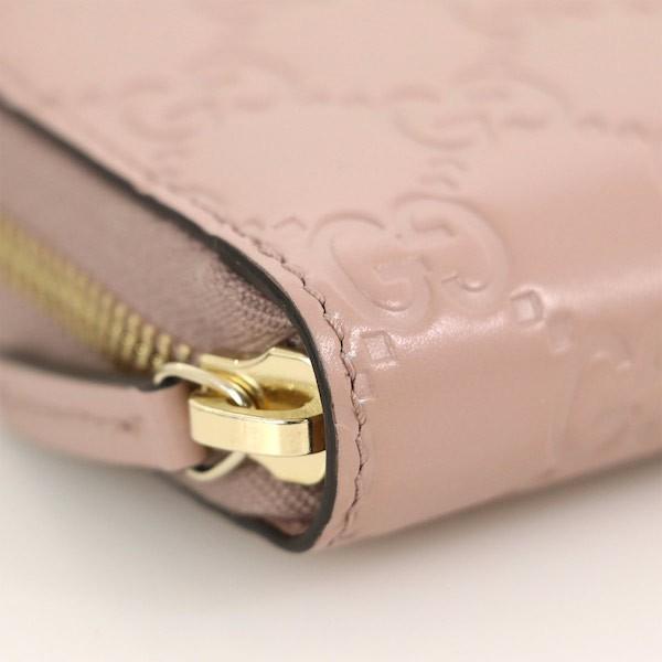 グッチ GUCCI シマ リボン レザー ラウンドファスナー長財布 ピンク