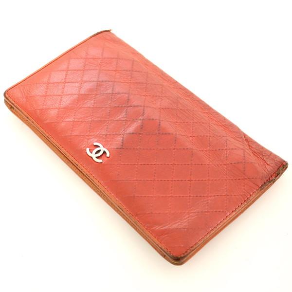 シャネル CHANEL ビコローレオレンジ レザー 二つ折り財布 メンズ