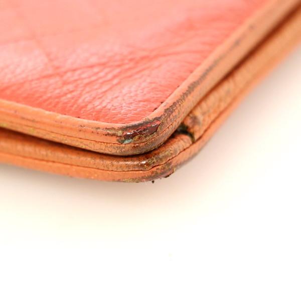 良品　CHANEL レザー 二つ折り財布　キャビアスキン　オレンジ CHANEL（シャネル） 並行輸入 2つ折り財布 キャビアスキン SMALL