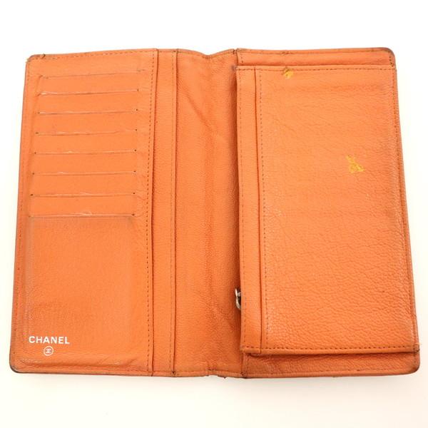 シャネル CHANEL ビコローレオレンジ レザー 二つ折り財布 メンズ