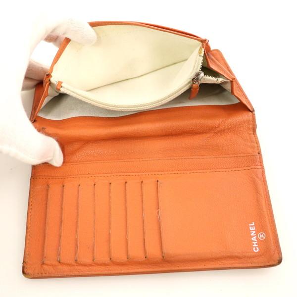 シャネル CHANEL ビコローレオレンジ レザー 二つ折り財布 メンズ