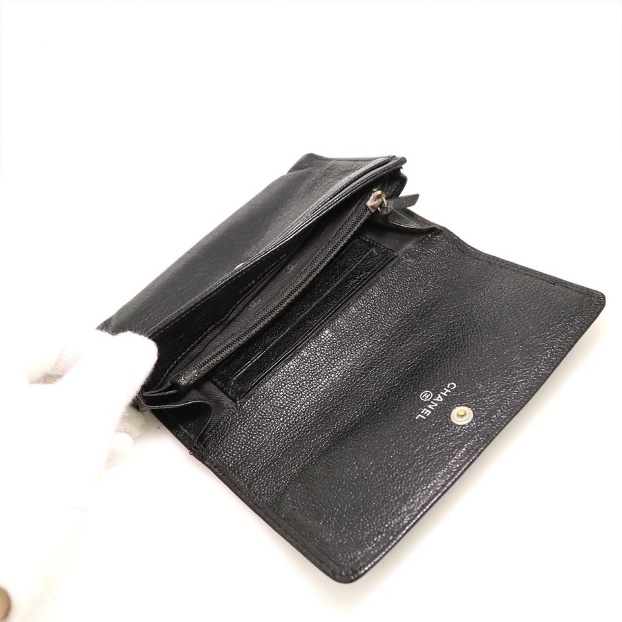シャネル CHANEL ブラック レザー 二つ折り財布 二つ折財布