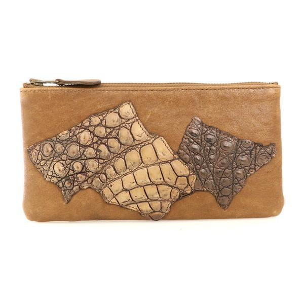 イビザ IBIZA ブラウン ブルー クロコ レザー カードポケット付属 長