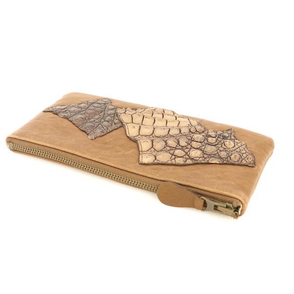 イビザ IBIZA ブラウン ブルー クロコ レザー カードポケット付属 長