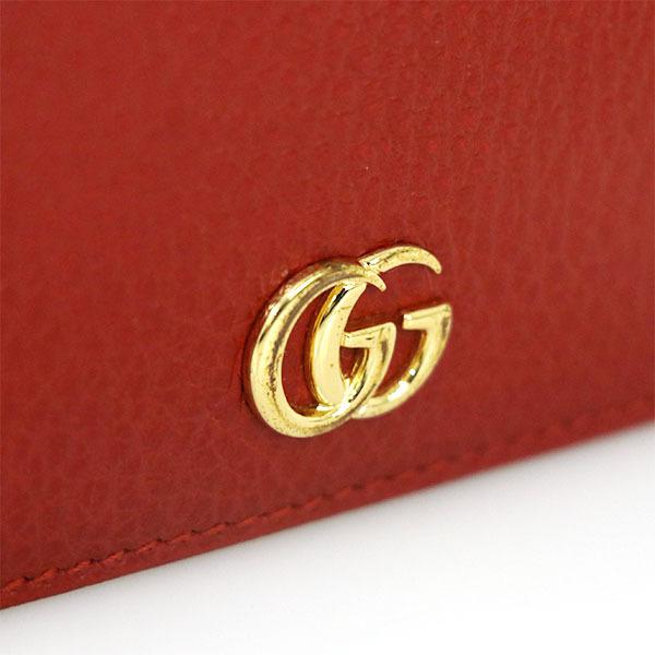 グッチ GUCCI GGマーモント レッド レザー ミニウォレット 807468493