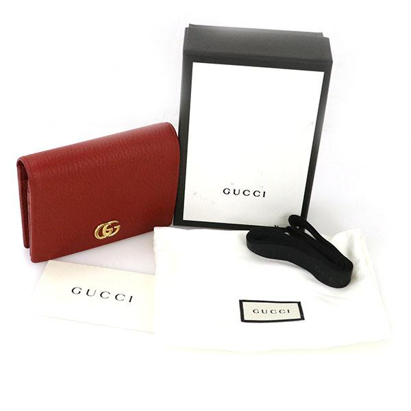 グッチ GUCCI GGマーモント レッド レザー ミニウォレット 807468493