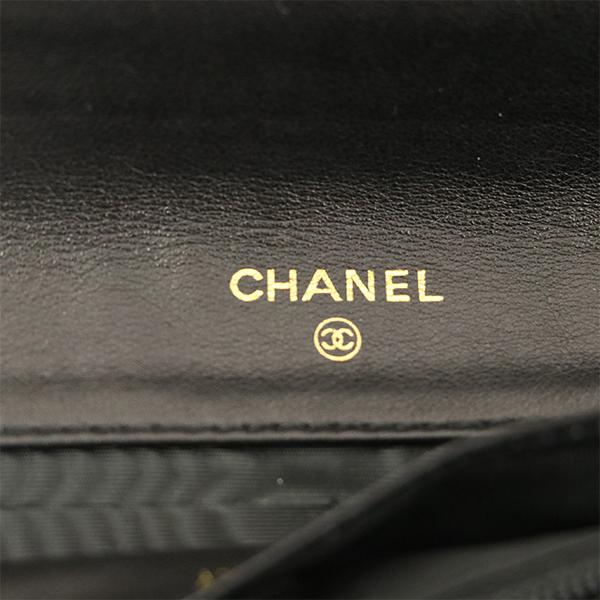シャネル CHANEL ココマーク ブラック キャビアスキン ワイドサイズ 二