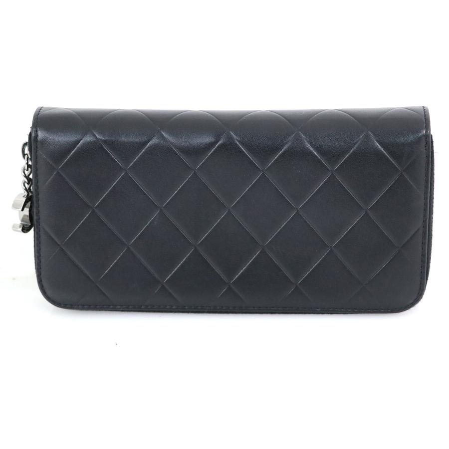 シャネル CHANEL ブラック マトラッセ ラムスキン A30071 長財布