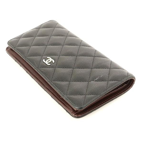 シャネル CHANEL マトラッセ ブラック キャビアスキン 長財布 A31509