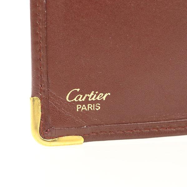 カルティエ CARTIER マストライン ボルドー レザー コンパクト財布 二