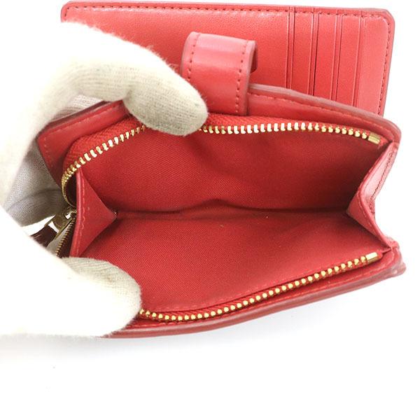 コーチ COACH シグネチャー ダークブラウン レッド PVC レザー L字
