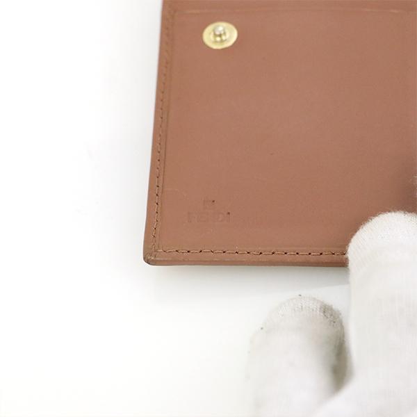 フェンディ FENDI ズッカ柄 ピンク キャンバス×レザー 二つ折り財布