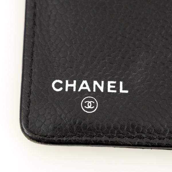 シャネル CHANEL チョコバー ブラック キャピアスキン 二つ折り長財布