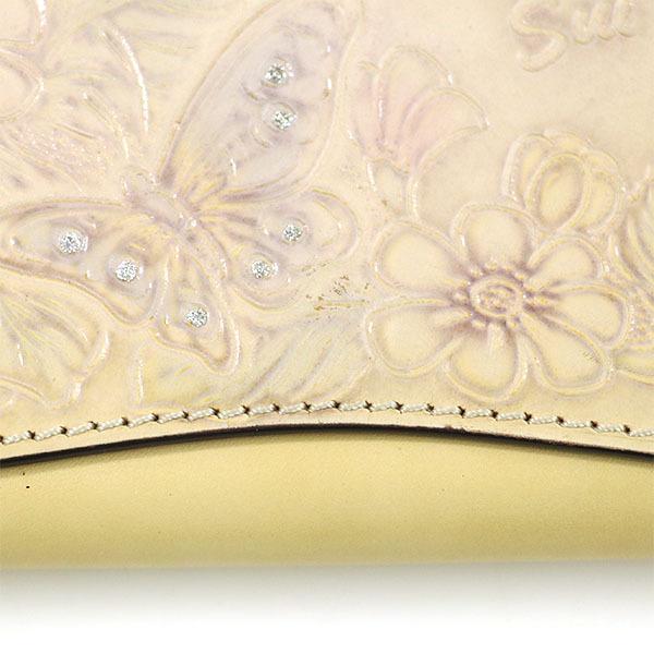 アナスイ ANNASUI アイボリー 蝶 バタフライ 花柄 レザー がまぐち長