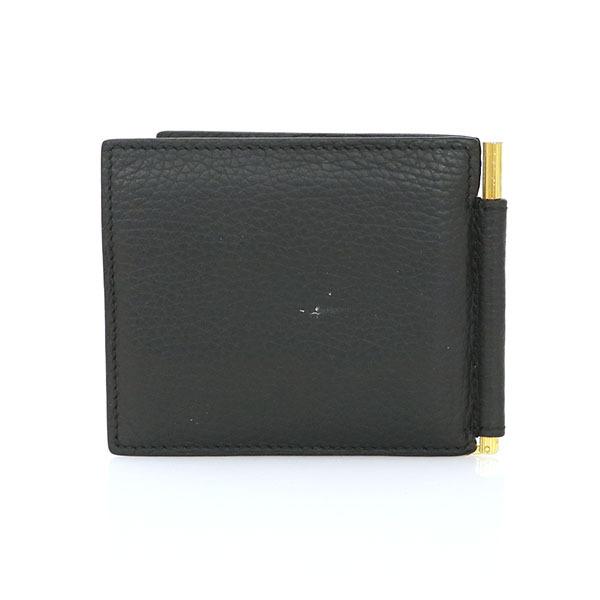 トムフォード TOM FORD ブラック レザー 二つ折り財布 札入れ