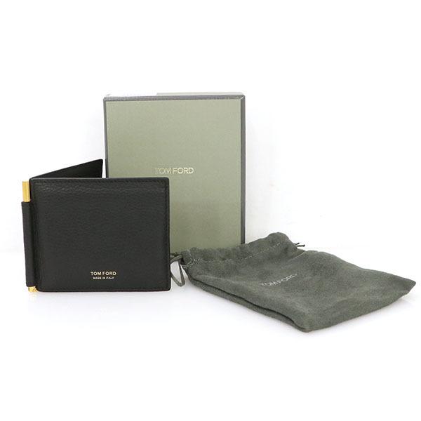 トムフォード TOM FORD ブラック レザー 二つ折り財布 札入れ