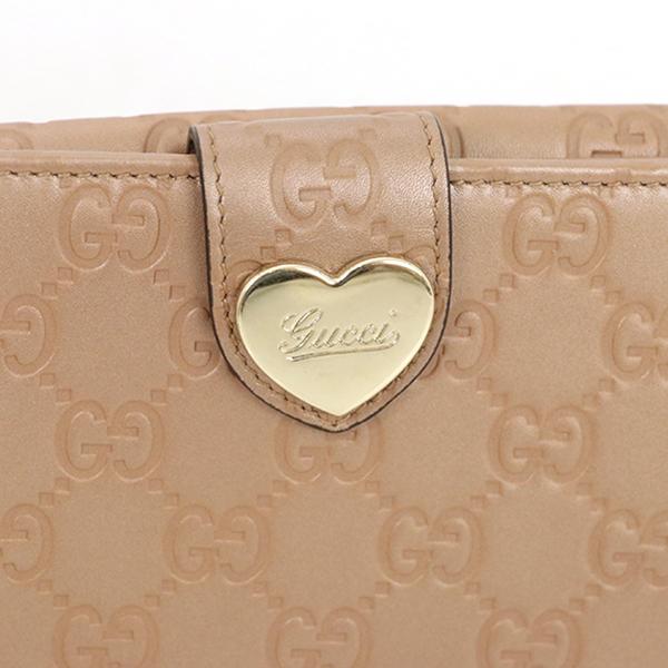 グッチ GUCCI グッチシマ ピンクゴールド レザー ハートプレート付