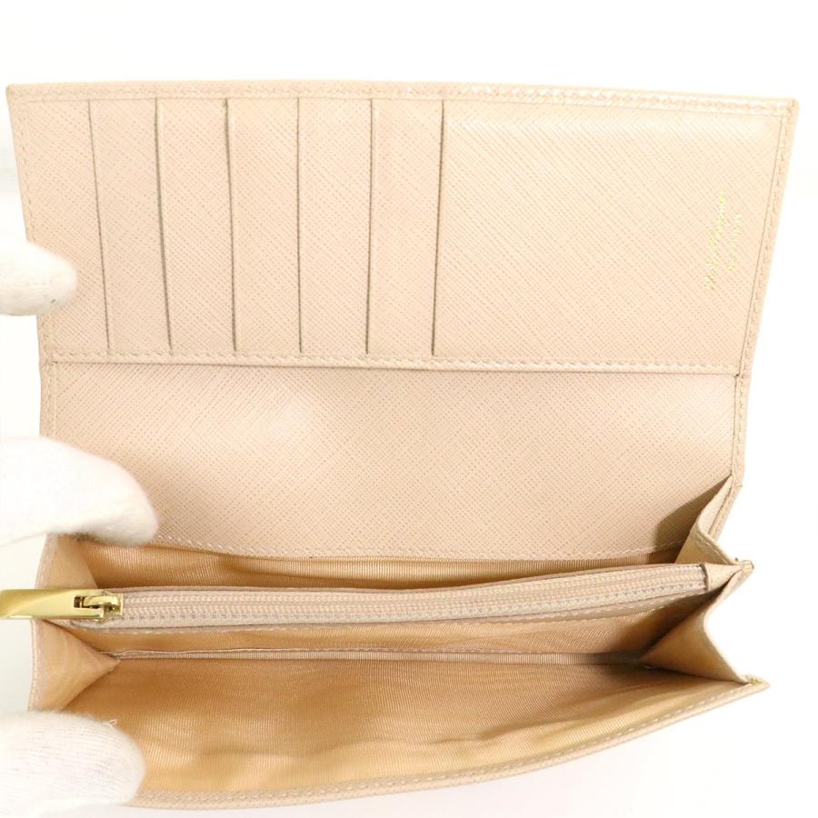 フィラガモ Ferragamo ピンクベージュ レザー ヴァラリボン長財布 