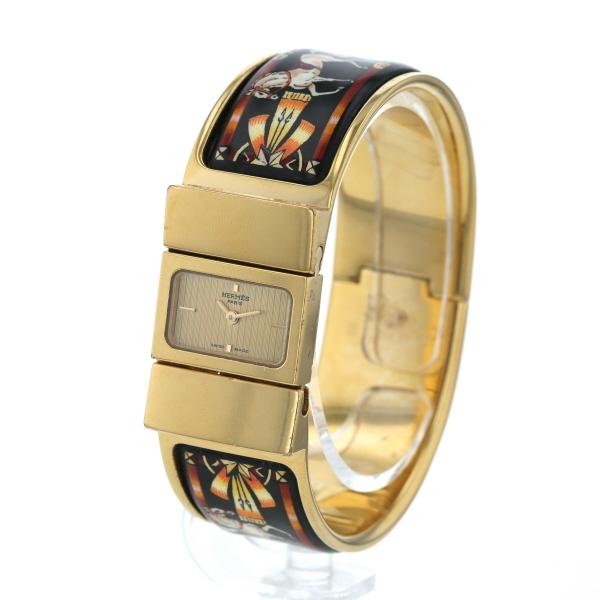 エルメス HERMES エマイユ LOI.102 七宝焼 バングル時計 クオーツ