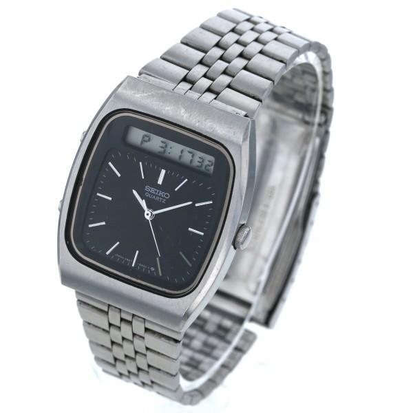 セイコー SEIKO スクエア アナデジ H557-532A クオーツ ブラック 文字