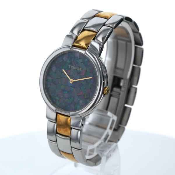 時計 クォーツ レディス　ビンテージ ティソ TISSOT ラウンドフェイス T251 クオーツ グリーン ピンク 文字