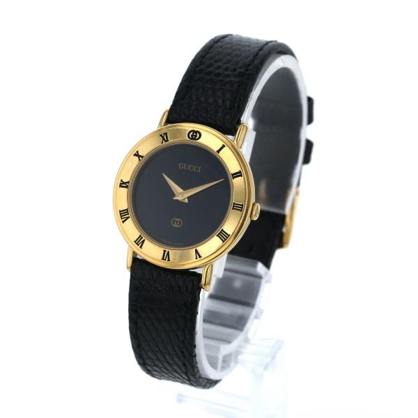 グッチ GUCCI ラウンドフェイス 3000L クオーツ ブラック 文字盤 2針式
