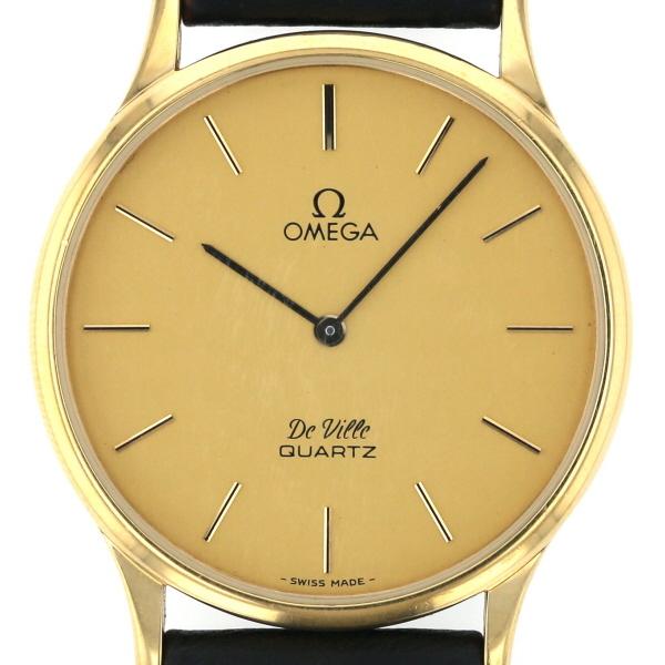 オメガ OMEGA デビル Deville cal1365 クオーツ ゴールド 文字盤 